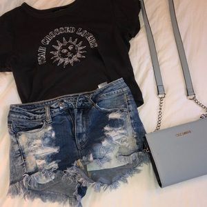 Acid Washed Ripped Jean Shorts From American Eagle